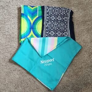 Vintage Scarves Lot Of 3 Colorful Newport Geometric Accessories Art To Wear